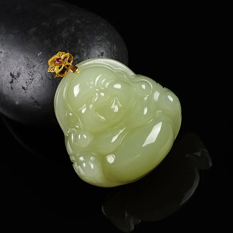 Execute The Blessing Hetian Jade Pendants Yellow Jade Unisex-4