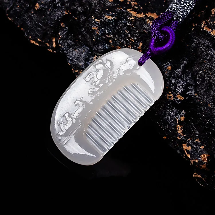 Execute The Blessing Hetian Jade Pendants Smoky Purple Unisex-4
