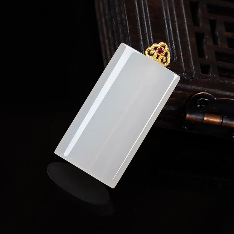 Execute The Blessing Hetian Jade Pendants White Jade Unisex-2