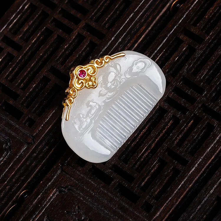 Execute The Blessing Hetian Jade Pendants White Jade Unisex-2