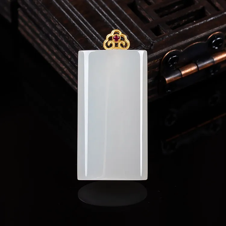 Execute The Blessing Hetian Jade Pendants White Jade Unisex-4