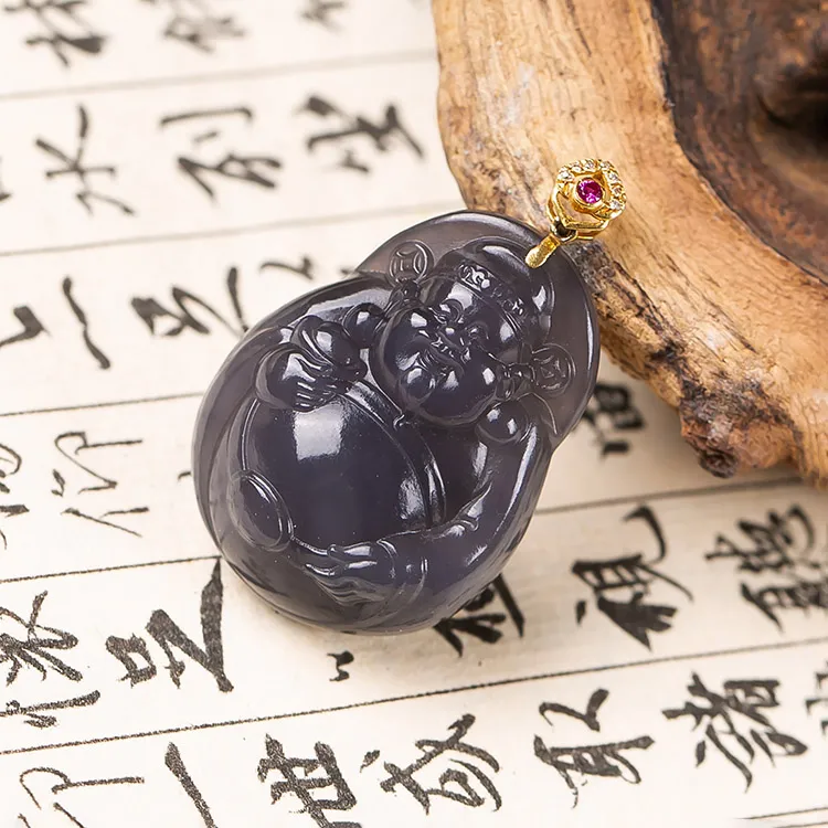 Execute The Blessing Hetian Jade Pendants Smoky Purple Unisex-2