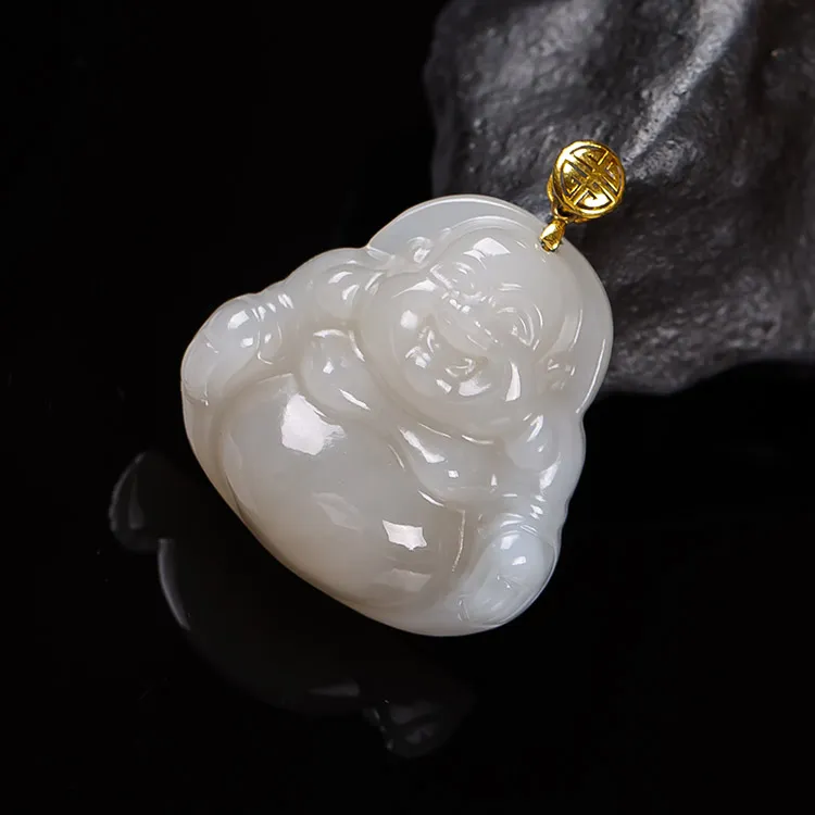 Execute The Blessing Hetian Jade Pendants Smoky Purple Unisex-4