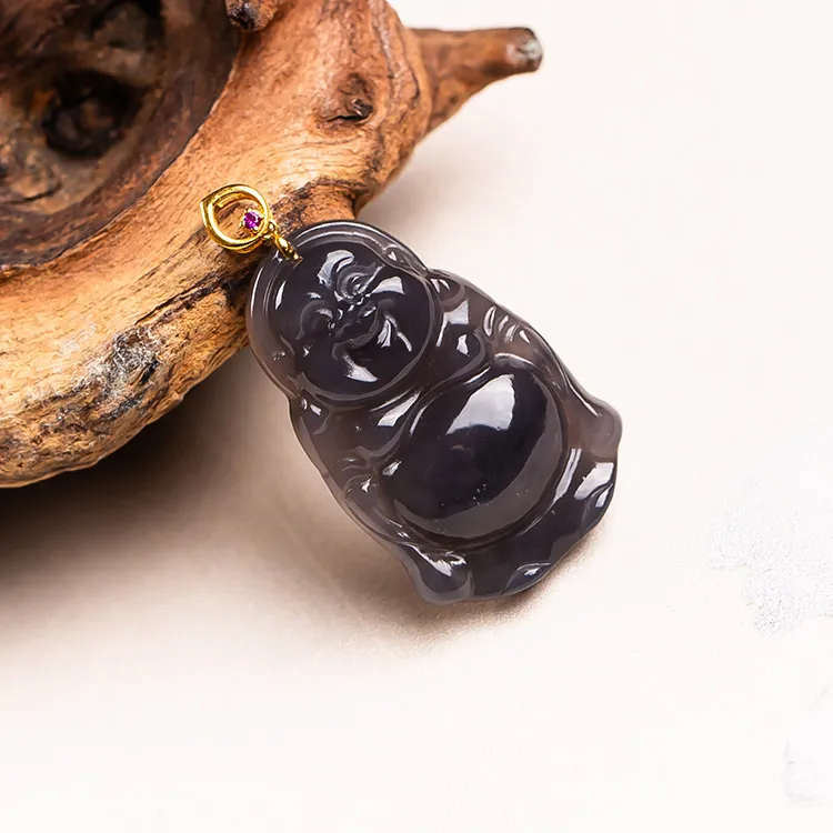 Execute The Blessing Hetian Jade Pendants Smoky Purple Unisex-4