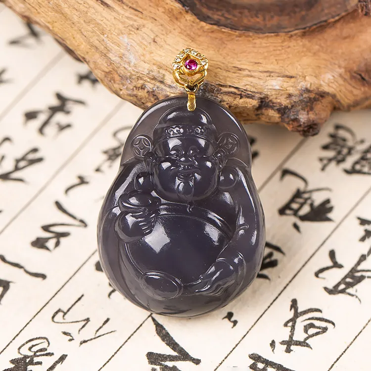 Execute The Blessing Hetian Jade Pendants Smoky Purple Unisex-1
