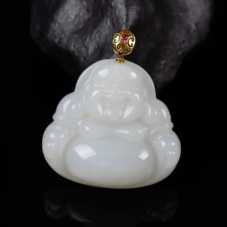 Execute The Blessing Hetian Jade Pendants White Jade Unisex-3