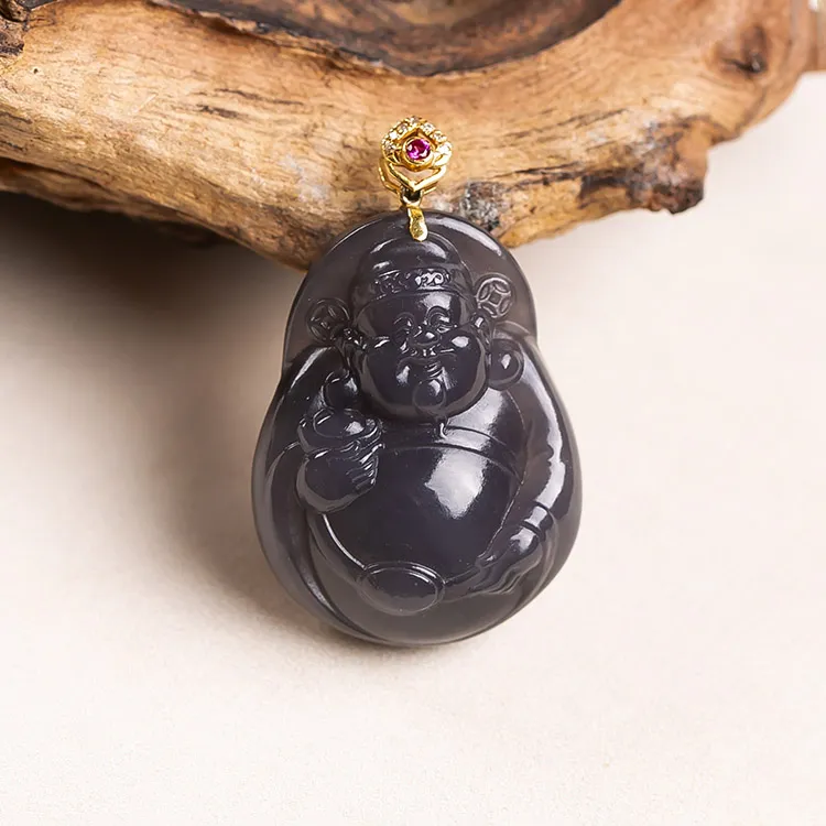 Execute The Blessing Hetian Jade Pendants Smoky Purple Unisex-3