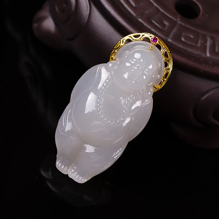 Execute The Blessing Hetian Jade Pendants Smoky Purple Unisex-2
