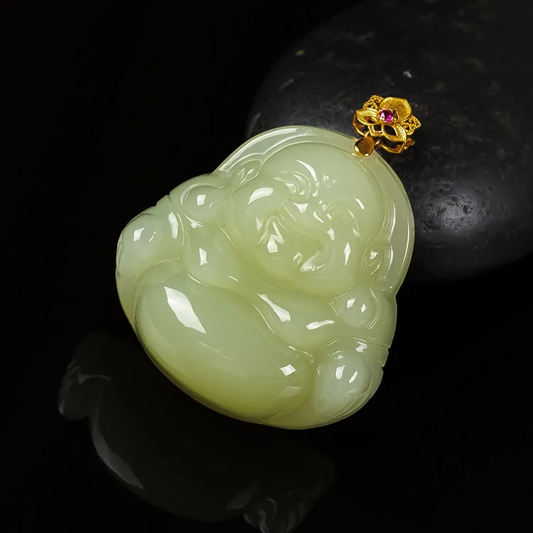 Execute The Blessing Hetian Jade Pendants Yellow Jade Unisex-2
