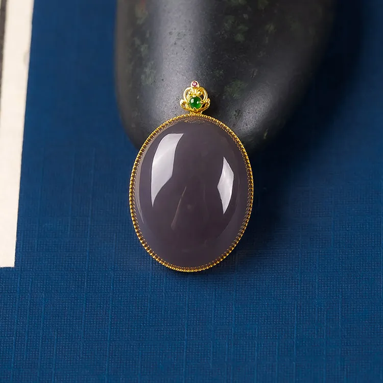 Execute The Blessing Hetian Jade Pendants Smoky Purple Unisex-1