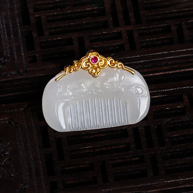 Execute The Blessing Hetian Jade Pendants White Jade Unisex-1