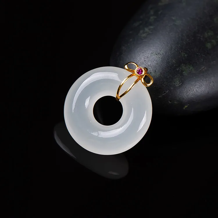 Execute The Blessing Hetian Jade Pendants White Jade Unisex-2