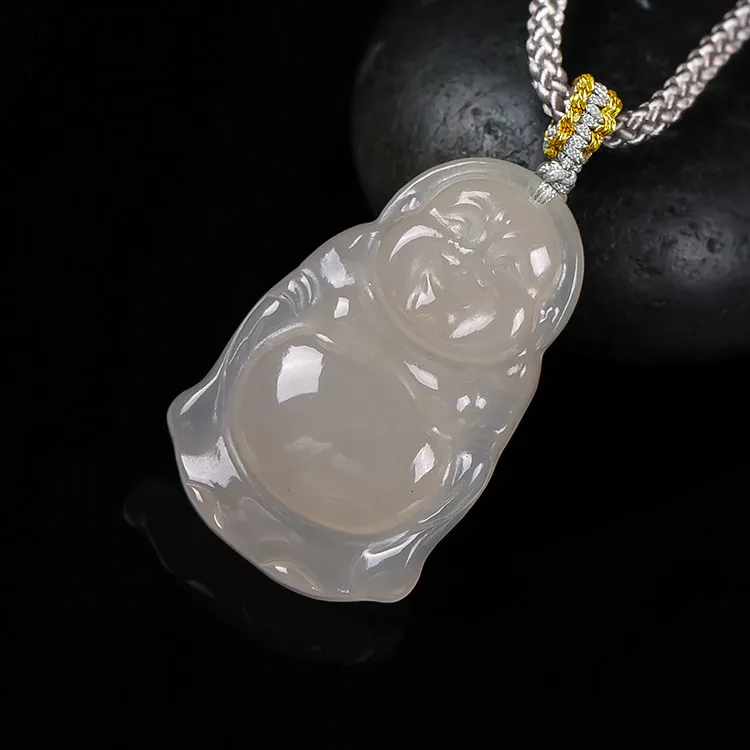Execute The Blessing Hetian Jade Pendants Dusty Pink Unisex-2