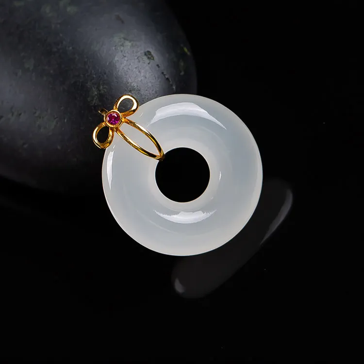 Execute The Blessing Hetian Jade Pendants White Jade Unisex-4
