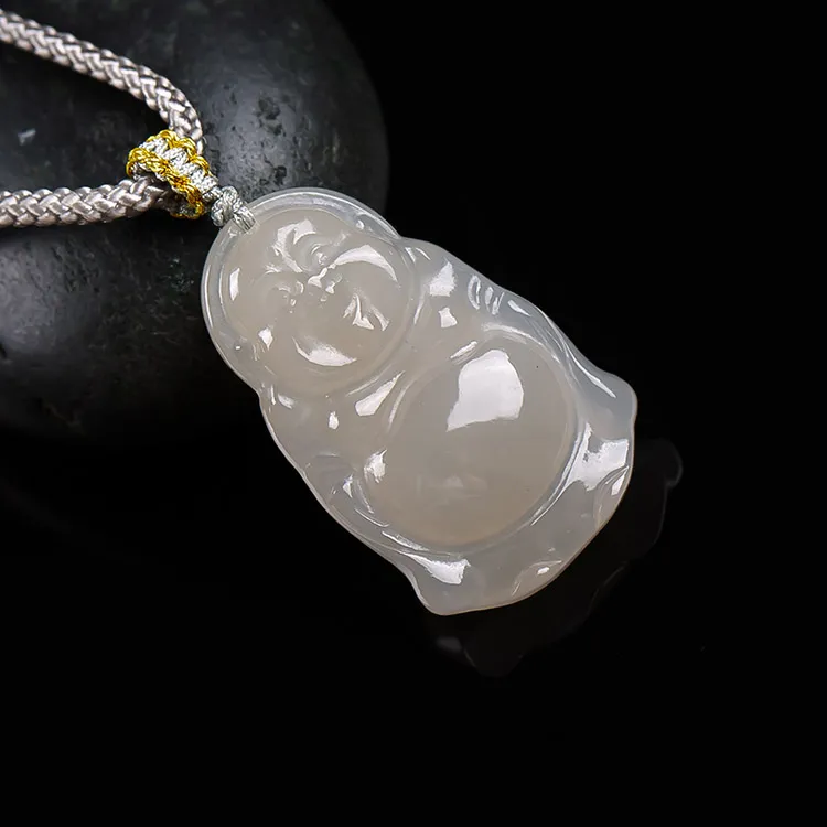 Execute The Blessing Hetian Jade Pendants Dusty Pink Unisex-4