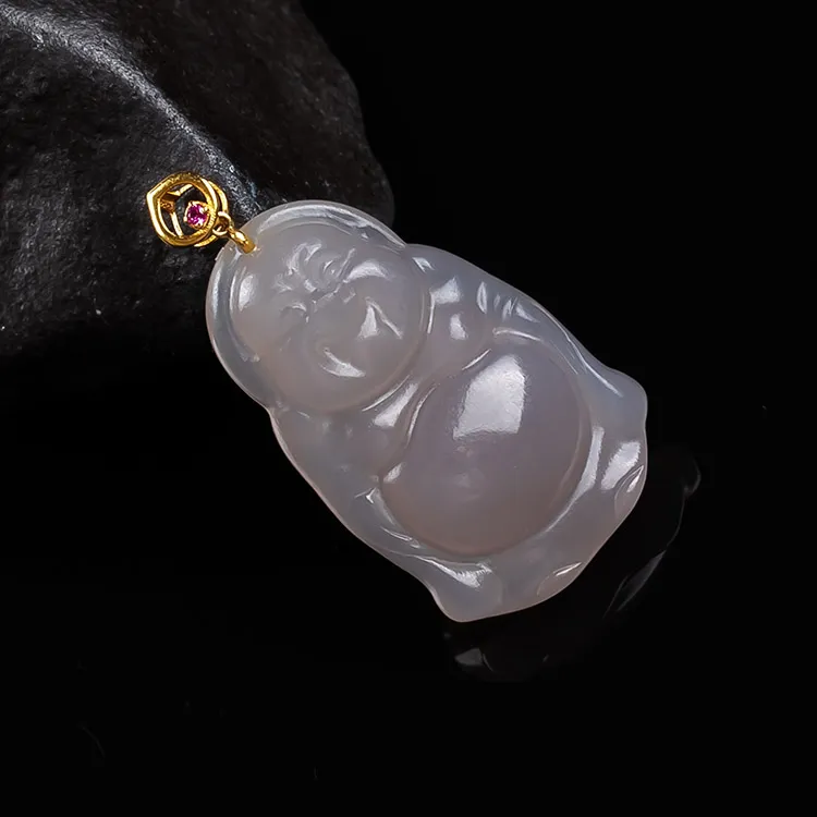 Execute The Blessing Hetian Jade Pendants Smoky Purple Unisex-4