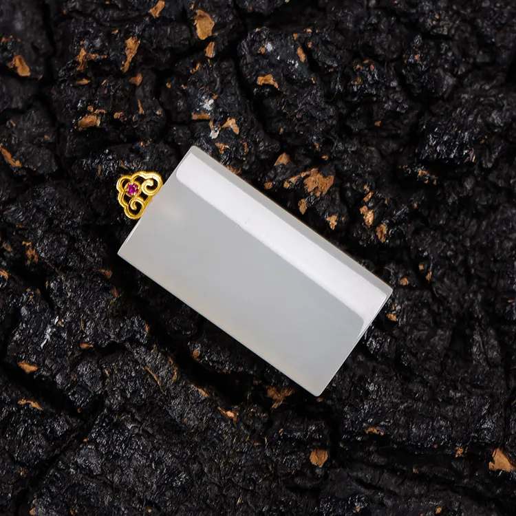 Execute The Blessing Hetian Jade Pendants White Jade Unisex-2