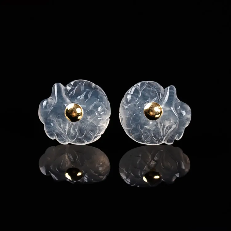 Execute The Blessing Ice Type Jadeite Stud Earrings Unisex-1