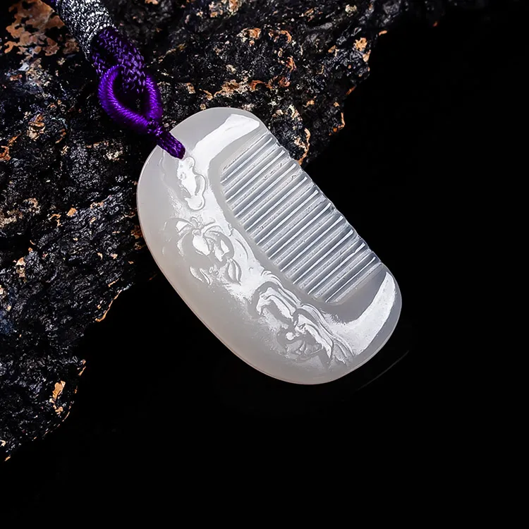 Execute The Blessing Hetian Jade Pendants Smoky Purple Unisex-2