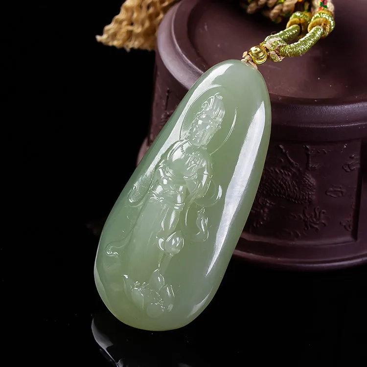 Execute The Blessing Hetian Jade Pendants Green Jade Unisex-3