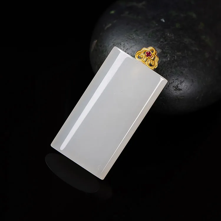 Execute The Blessing Hetian Jade Pendants White Jade Unisex-4