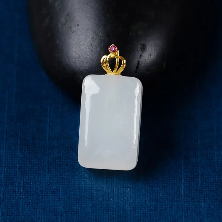 Execute The Blessing Hetian Jade Pendants White Jade Unisex-3