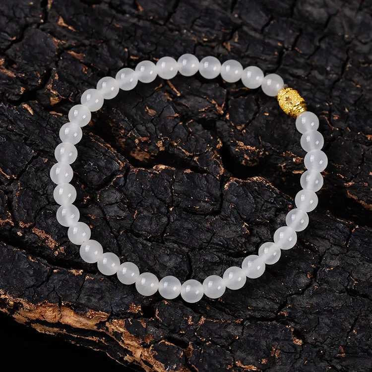 Execute The Blessing Hetian Jade Bracelets White Jade Unisex-2