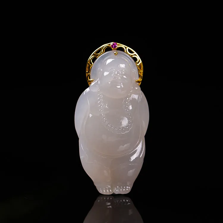 Execute The Blessing Hetian Jade Pendants Smoky Purple Unisex-1