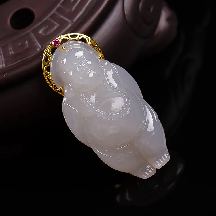Execute The Blessing Hetian Jade Pendants Smoky Purple Unisex-4