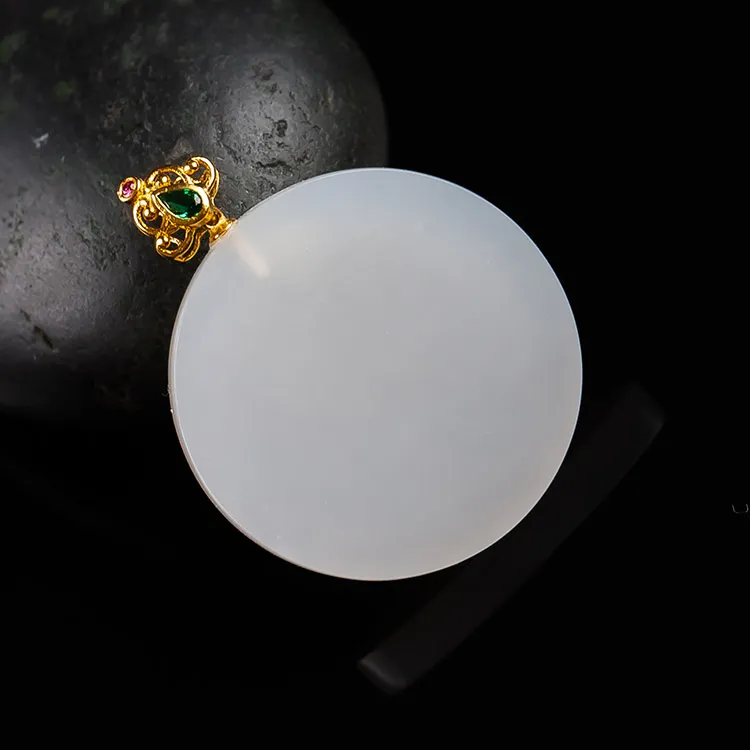Execute The Blessing Hetian Jade Pendants White Jade Unisex-2