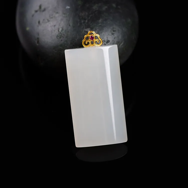 Execute The Blessing Hetian Jade Pendants White Jade Unisex-3