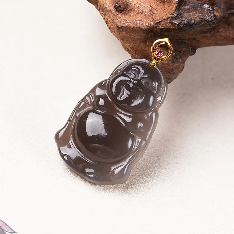 Execute The Blessing Hetian Jade Pendants Smoky Purple Unisex-2