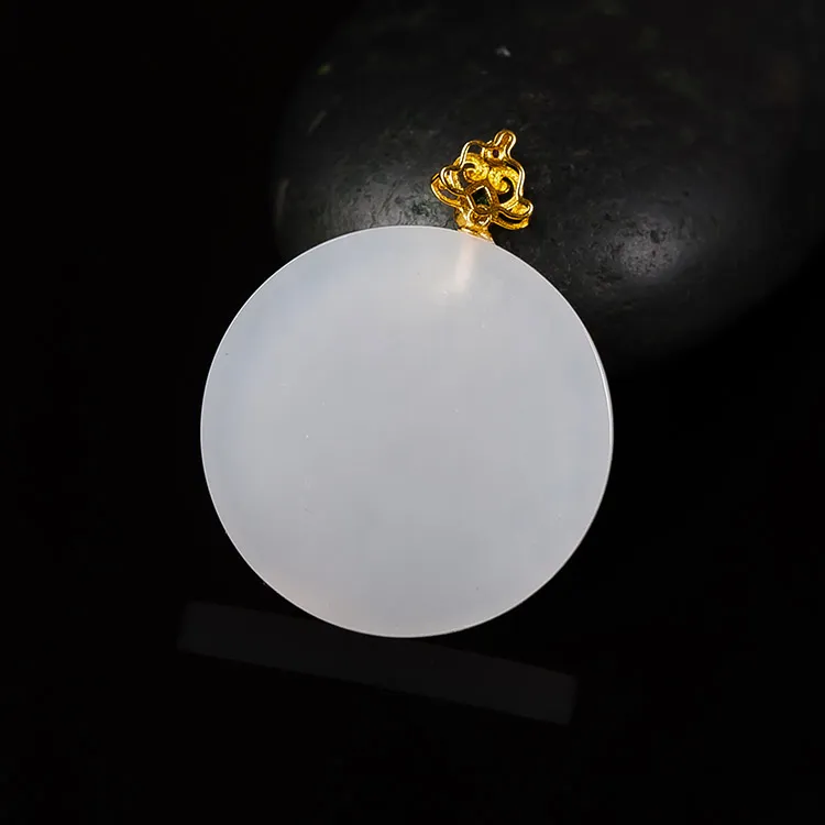 Execute The Blessing Hetian Jade Pendants White Jade Unisex-3