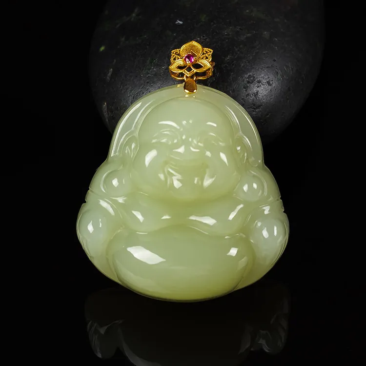Execute The Blessing Hetian Jade Pendants Yellow Jade Unisex-3