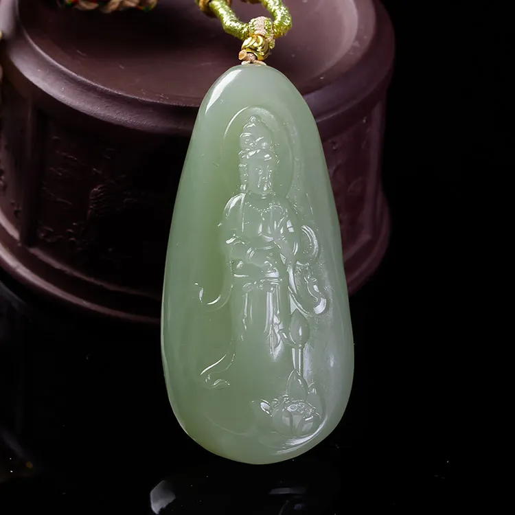 Execute The Blessing Hetian Jade Pendants Green Jade Unisex-2