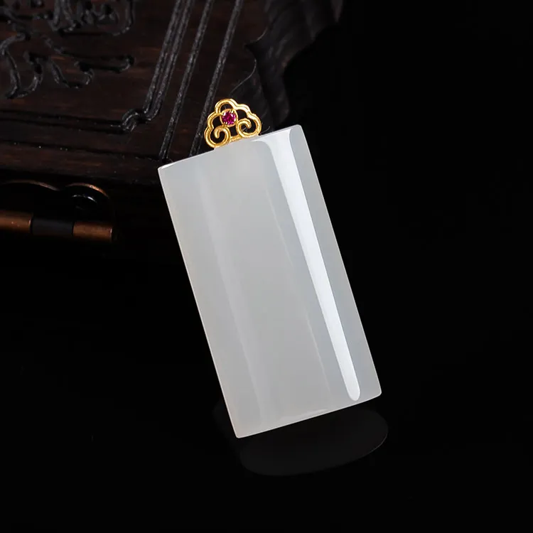 Execute The Blessing Hetian Jade Pendants White Jade Unisex-3