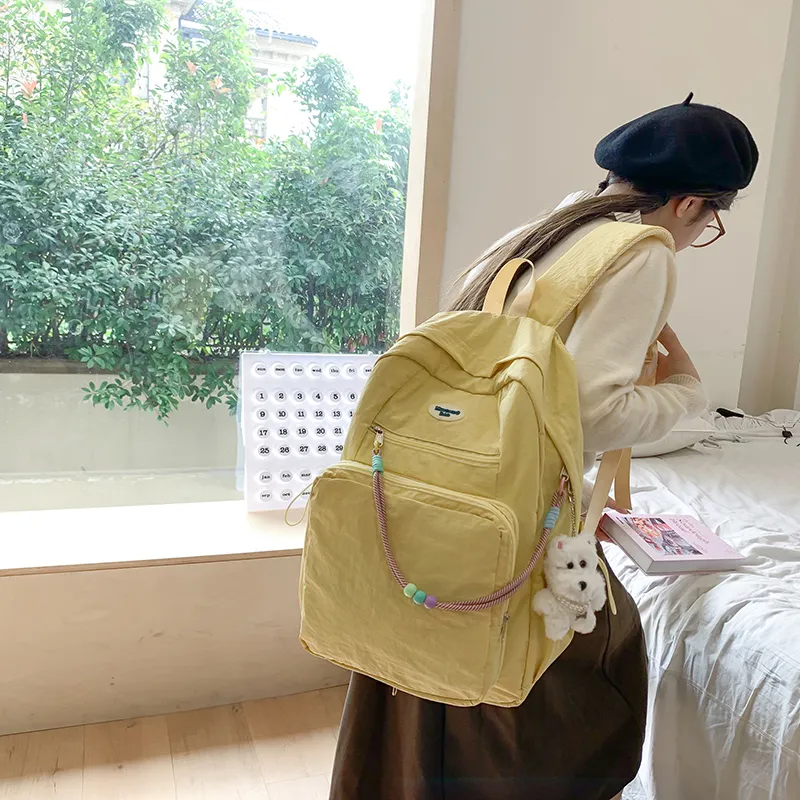 PAIBLOKS Nylon Backpack Regular Unisex Black/white/blue/yellow/gray-10