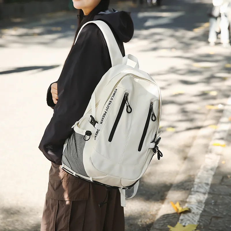 PAIBLOKS Nylon Backpack Unisex Black/White-11