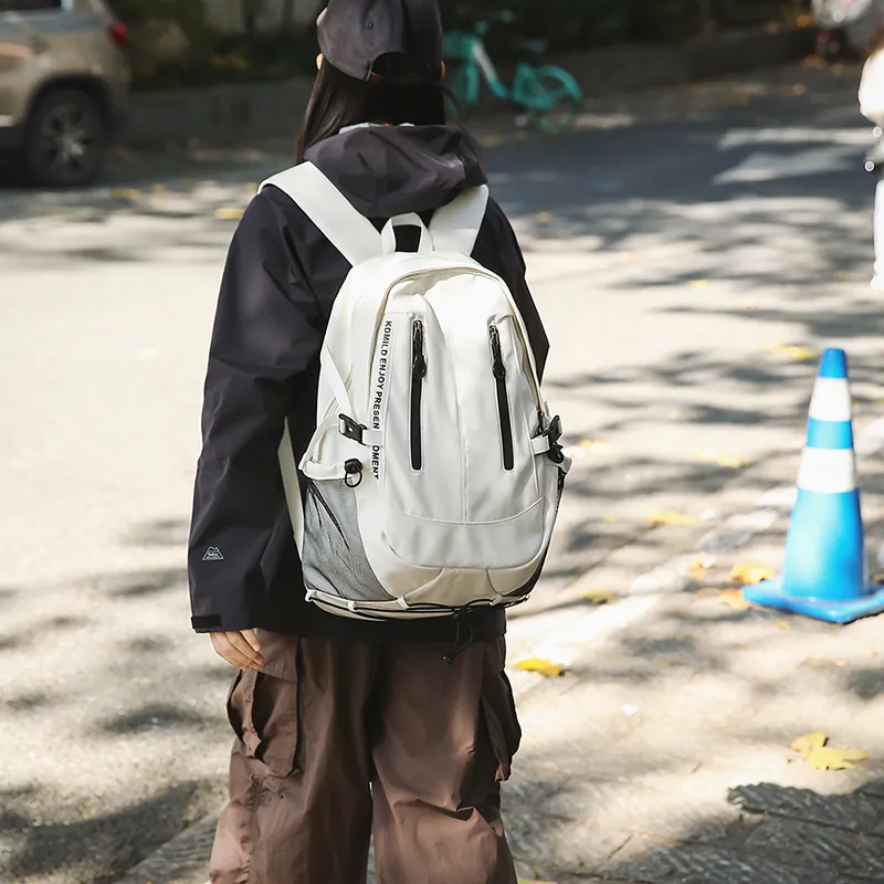 PAIBLOKS Nylon Backpack Unisex Black/White-9