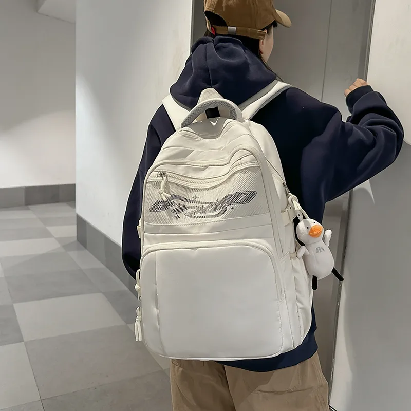 PAIBLOKS Nylon Backpack Unisex Black/White/Blue/Red-4
