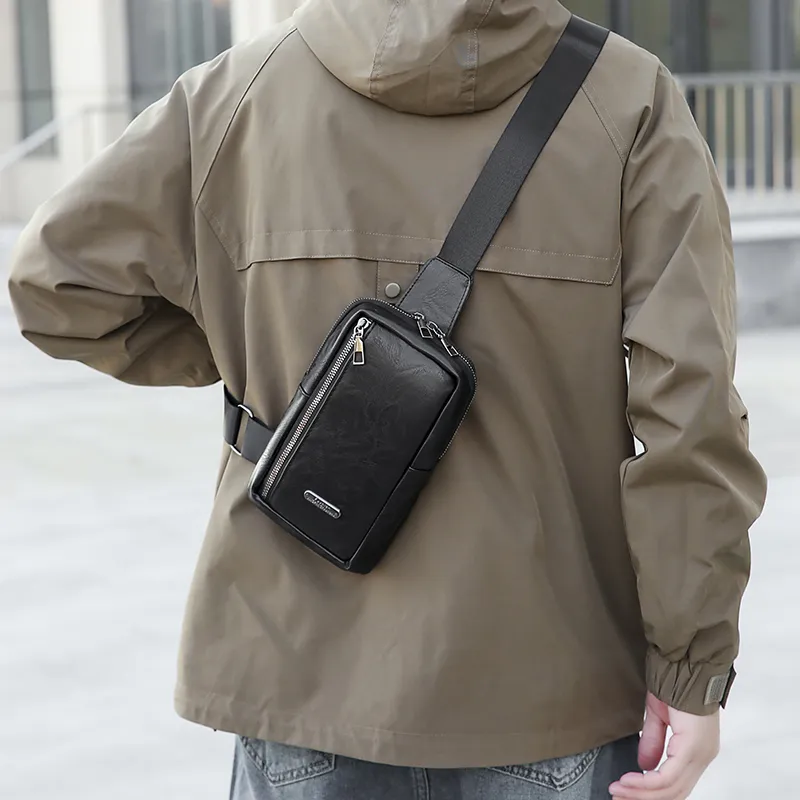 PAIBLOKS PU Sling Bag Regular Men's Black/Coffee-2