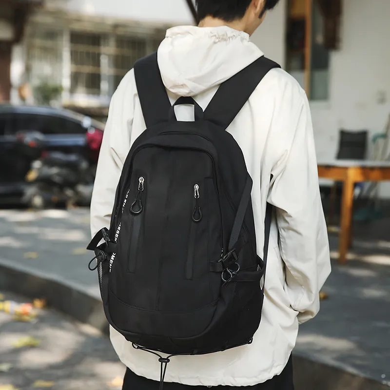 PAIBLOKS Nylon Backpack Unisex Black/White-2