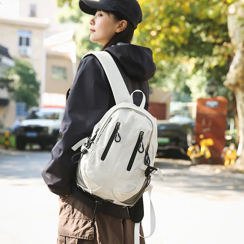 PAIBLOKS Nylon Backpack Unisex Black/White-10