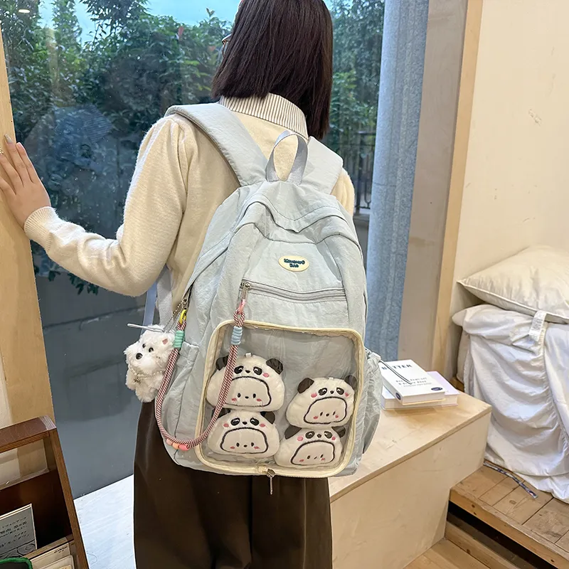PAIBLOKS Nylon Backpack Regular Unisex Black/white/blue/yellow/gray-8