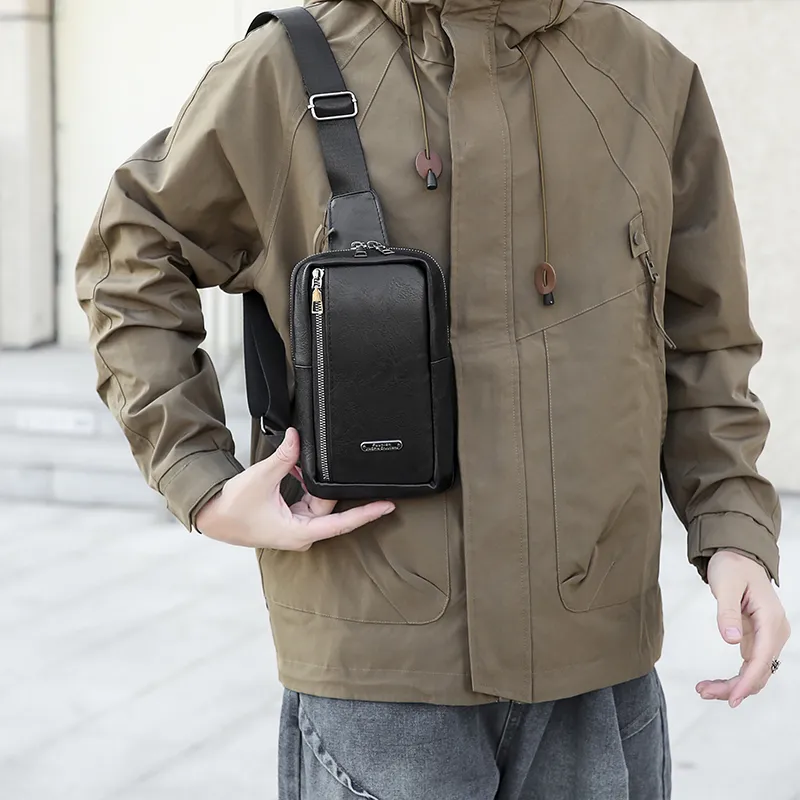 PAIBLOKS PU Sling Bag Regular Men's Black/Coffee-1