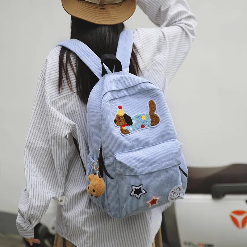 PAIBLOKS Corduroy Backpack Regular Unisex Multicolor-4
