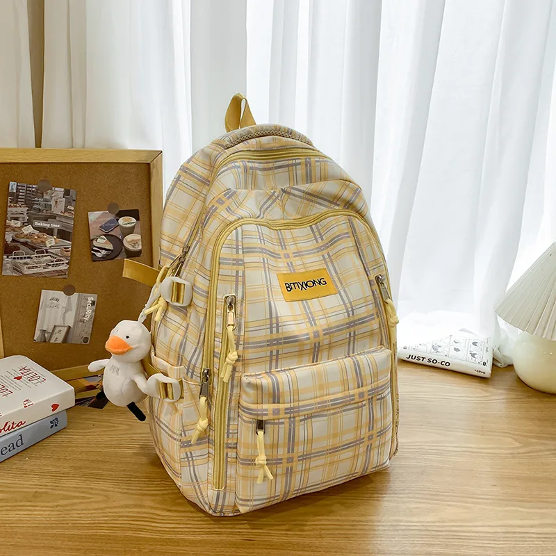 PAIBLOKS Nylon Backpack Unisex Black/pink/blue/yellow-9