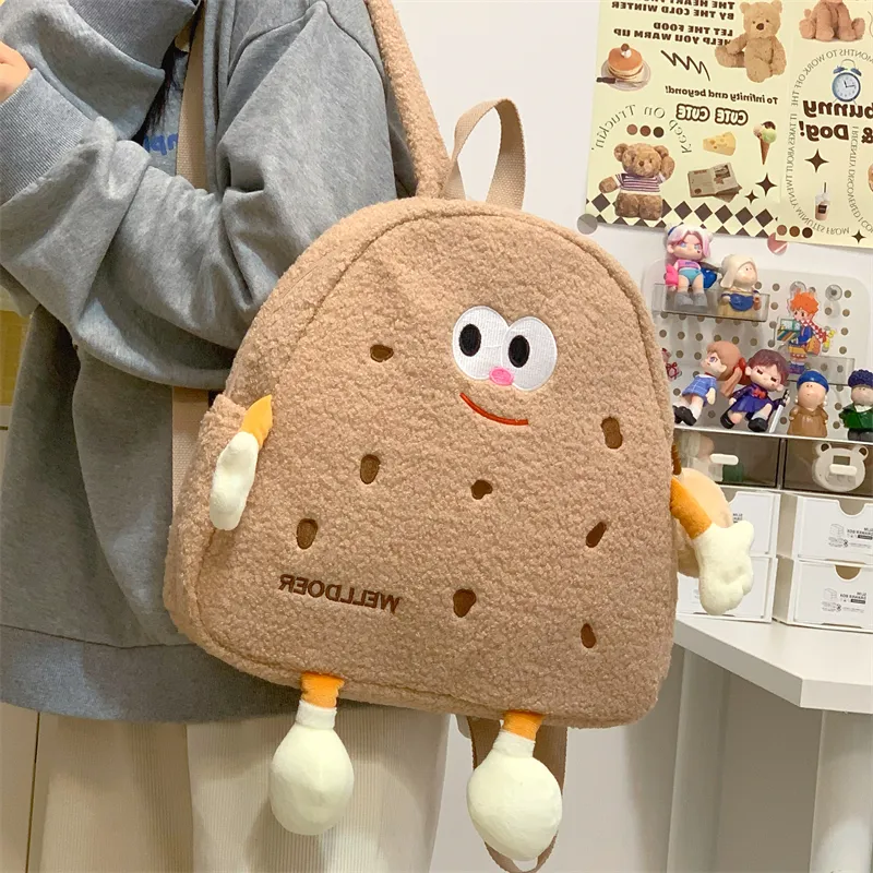 PAIBLOKS Composite Cloth Backpack Unisex Brown-6