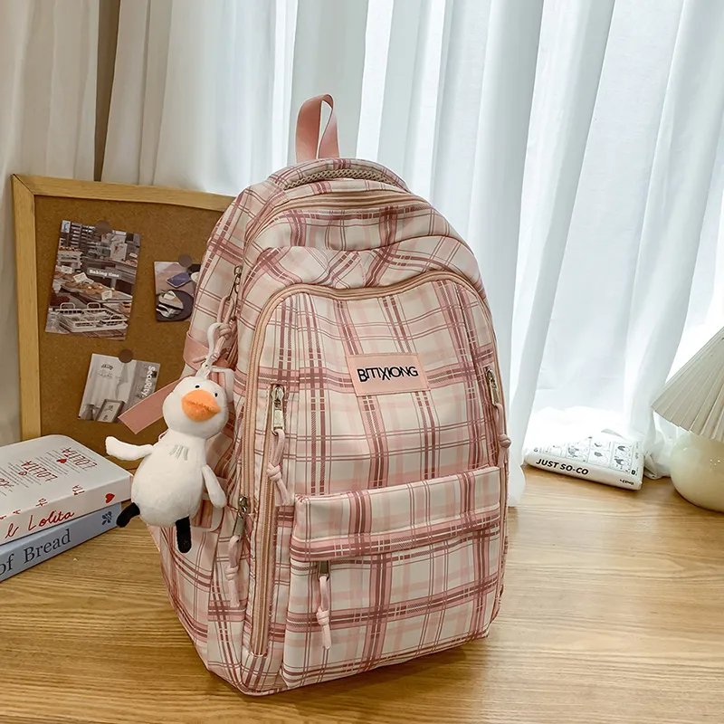 PAIBLOKS Nylon Backpack Unisex Black/pink/blue/yellow-3
