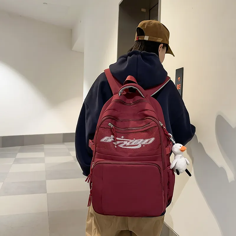 PAIBLOKS Nylon Backpack Unisex Black/White/Blue/Red-8